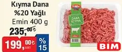 EMİN KIYMA DANA %20 YAĞLI 400 G